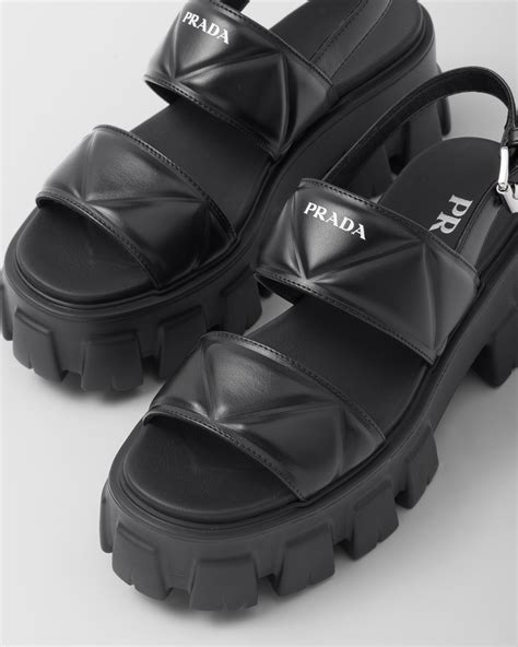 prada sandaletten schwarz|Schwarz Monolith Sandalen Aus Leder .